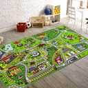 Booooom Jackson Kids Car Rug - 79"x39" Play Mat for Toy Cars, Non-Slip Playroom Rug