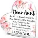 2 x Gifts for Aunt from Niece Nephew,Appreciation Gifts for Aunt Thanksgiving Birthday Christmas,Need To Say I Love You Sign Heart Floral Acrylic Plaque 4.5x4.5 Inches