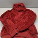 ReachMe Womens Oversized Sherpa Pullover Hoodie with Pockets Fuzzy Fleece Sweatshirt Fluffy Coats(A Burgundy,M)