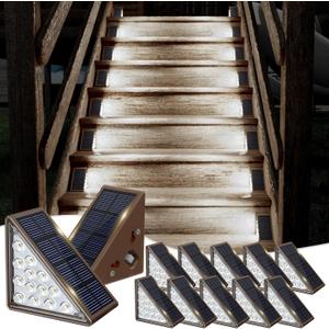 Solar Step Lights - 12 Pack, Waterproof IP67, Deck & Staircase Lights, Patio & Front Step (Cool Brown)