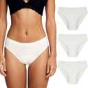Battewa Leak Proof Underwear for Women Incontinence Underwear Teens Ladies Cotton Leakproof Panties Bikini Absorbent 40ml,3Pack (3White,Large)