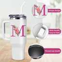 Monogrammed Gifts for Women,Initial Tumbler with Lid,Personalized Gifts,Birthday Gift for Women,Travel Cup,Coffee Tumbler,Cute Tumbler with Straws,for Christmas-M