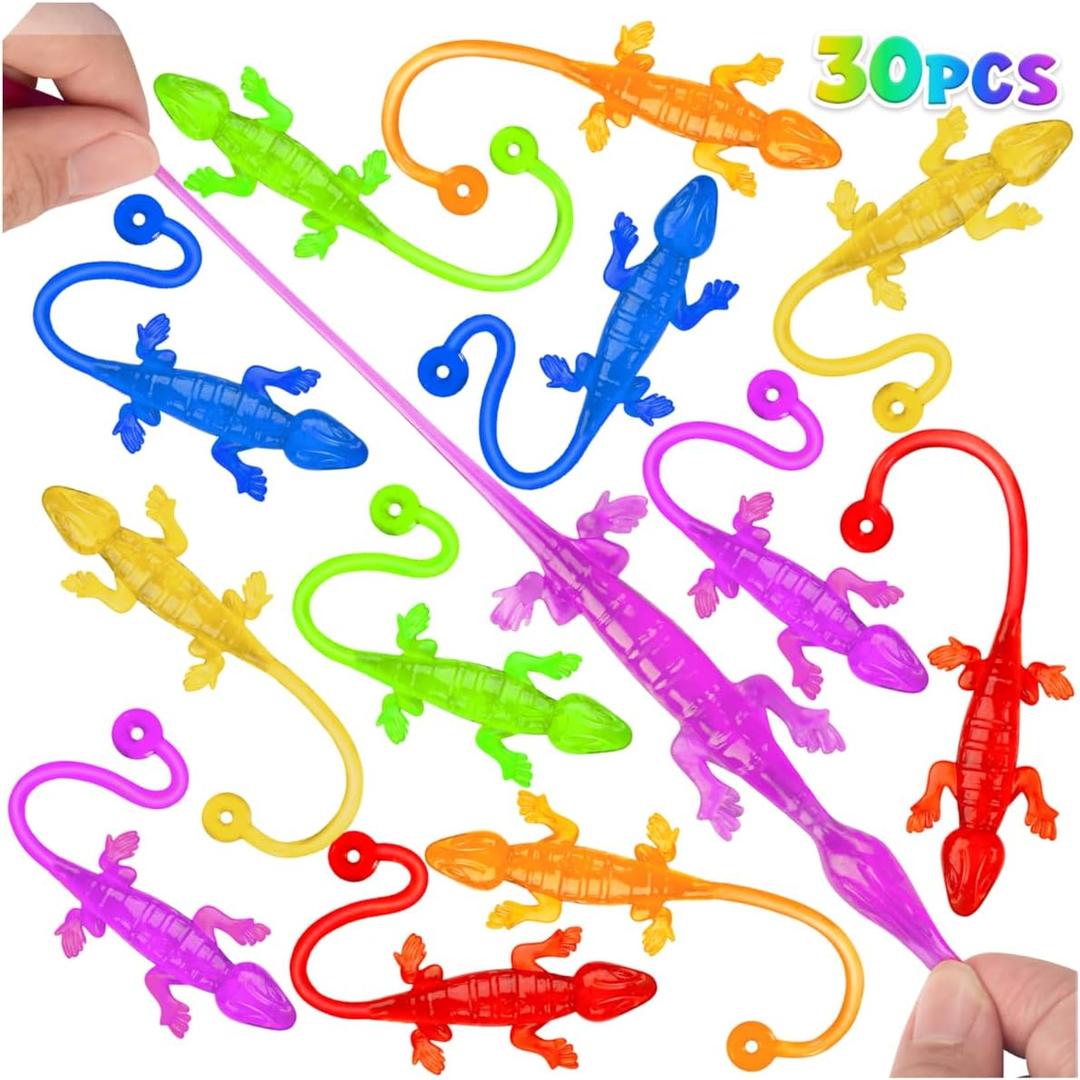 30 PCS Sticky Gecko Sticky Hands Bulk Sticky Toys for Kids Lizard-Shaped Geckos, Stretchable & Party Favors, Pinata Fillers, Treasure Box Prizes for Classrooms & Easter Basket Stuffers for Kids