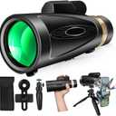 Monocular Telescope 80x100 High Power with Smartphone Adapter Tripod Larger Vision Monoculars for Adults with BAK4 Prism & FMC Lens Suitable for Bird Watching Hunting Hiking Camping Wildlife-Black