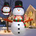 6FT Christmas Inflatable Outdoor Decorations Animated Snowman Santa Claus Pop Up Xmas Blow Ups Holiday Yard Decor with LED Lights Winter Lighted Snow Man Blowup for Outside Indoor Party Lawn Garden