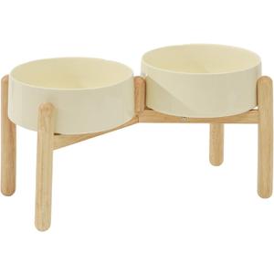 Havniva Ceramic Dog Bowls Elevated, Raised Dog Food Bowl for Large Dogs | 8.3” Elevated Dog Bowls, Non-Slip Wood Stand, Dog Food and Water Bowl Set, Dog Feeding Dish, Large Capacity Pet Water Bowl