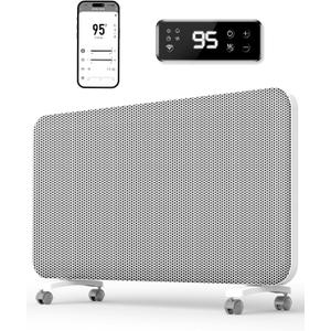 Convection Panel Space Heater Indoor Use, Large Room Electric Heater with Wifi App Control, Smart Mica Infrared Heater with Programmable Thermostat, Wall Mount or Standing, Quiet & Eco, 1500W, 31 Inch