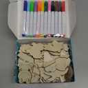 gisgfim 36Pcs Wooden Magnet Painting Craft Kit DIY Wooden Magnets Coloring Arts Crafts for Kids Ages 4-8 8-12 for Birthday Party Gifts Toys Jungle Animal Creativity Supplies Party Favors