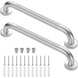 2 Pack 18 Inch Grab Bars for Bathtubs and Showers, Anti Slip Shower Grab Bars Stainless Steel Shower Handle Handicap Elderly Senior Assist Bathroom Saft Handle