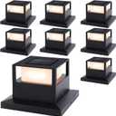 Viewsun 8 Pack Solar Post Cap Lights, Outdoor Garden Solar Powered Fence Post Cap Lights with SMD LEDs Waterproof Light Decorative for Fence Deck or Patio Decor, Fits 4x4, 5x5 or 6x6 Wooden Posts (8 pack, Black)