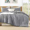 Litanika Gray King Comforter Set, 3 Pieces Lightweight Tufted Bedding Sets, Down Alternative Comforter Fluffy Bed Set Gift Choice