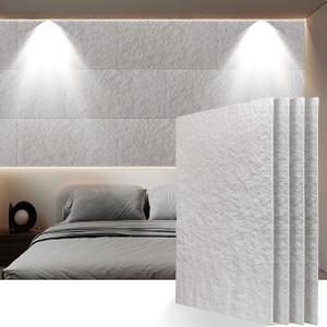 KASARO PU 3D Faux Stone Wall Panels, 4 PCS Wainscoting Panel for Interior Wall Decor, Cement Texture Accent for Home, Office, 47.2×23.6inch, Cement White, Sticky Edges