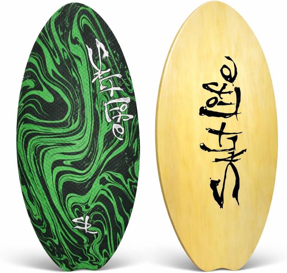 SALT LIFE Wooden Skimboard for Beach Skimming, High-Gloss Coated Wood Skim Board with EVA Traction Pad, Beginner-Friendly for Kids, Teens & Adults, 41in
