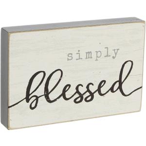 Mini Wood Block Sign (Simply Blessed) 4.25"L x 2.75"H x 0.5"D