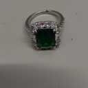 5ct Emerald Square Ring for Women 925 Sterling Silver Green Ring for Women Promise Ring for Her Cubic Zirconia Cocktail Rings CZ Diamond Engagement Ring Anniversary Valentine's Day Size 6-109