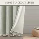 Boho Blackout Curtains 96 Inches Long Sage Green Linen Blend 2 Panels with Tassels and Cotton Embroidery, Farmhouse Vintage Rustic Rod Pocket Drapes for Living Room or Bedroom, 52"W x 96"L (Pack of 2)