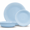 Fiesta Classic Rim 3-Piece Dinnerware Set Durable Ceramic, Lead-Safe, Dishwasher/Microwave/Oven Safe Made in USA Dinnerware - Light Blue