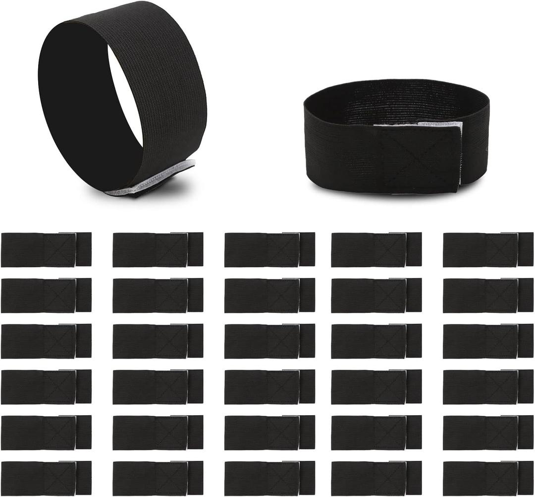 Petyoung 50PCS Black Elastic Arm Band, Memorial Armband, Elastic Adjustable Funeral Mourning Band Soccer Football Armband (50)