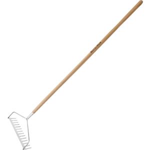 Berry&Bird 14 Tines Bow Rake for Gardening, 63-inch Garden Rakes Heavy Duty with Wooden Long Handle Stainless Steel Hard Rake for Lawn Loosening Soil, Weeding, Cleaning Leaves & Grass Cultivator Tool