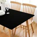 Wolkemer Fitted Rectangle Tablecloth Spandex Stretch Black Cocktail Table Cover Elastic Edge Topper Cap for Dining Wedding Party Picnic 42 x 72 Inch