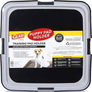 Glad for Pets Puppy Potty Training Pad Holder for Disposable Pads - Puppy Potty Tray, Dog Potty Training Tools for Indoor Pee Pad Station, Potty for Dogs - Fits 23" x 23" or 17.5" x 23.5" Pads
