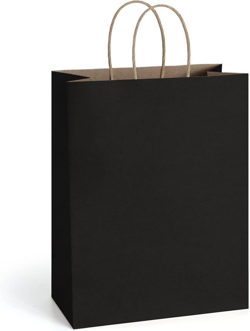 BagDream Gift Bags 10x5x13 25Pcs Kraft Paper Shopping Bags with Handles, for Gifts, Business, Merchandise, Retail, Party Favor, Black Recycled Paper Sacks