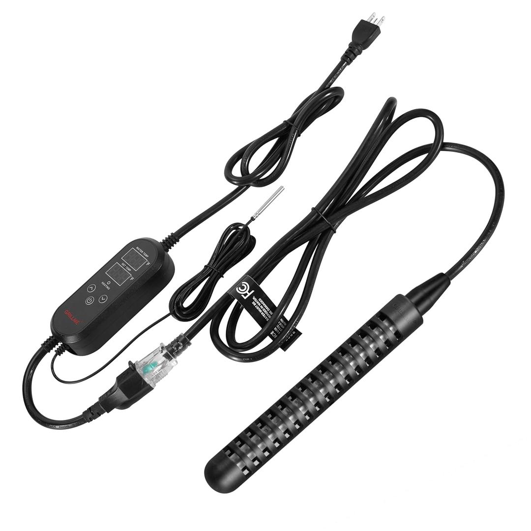 GRILLME 1300W Titanium Fully Submersible Portable Electric Immersion Water Heater with Intelligent Temperature Controller, Bucket Water Heater, Seawater Heater for Fish Tank, Seawater Aquaculture