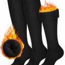 CTHH 3 Pairs Warm Knee High Socks for Women - Thick Cotton Thermal Boot Socks for Hiking, Running, Work, Gifts, Winter Size 5