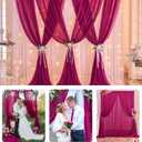 10 X 7 Feet Fuchsia Backdrop Curtains, 2 Panels Chiffon Backdrop Curtain Drapes, Chiffon Background Cloth, Fuchsia Background Curtains for Photoshoot, Birthday, Wedding, Party Decor