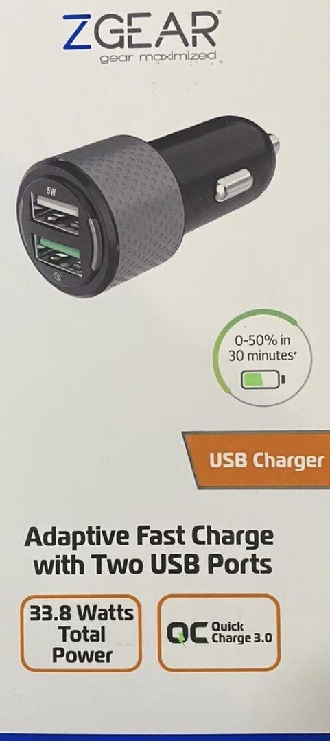 ZGEAR Adaptive Fast Charger with Two USB Ports