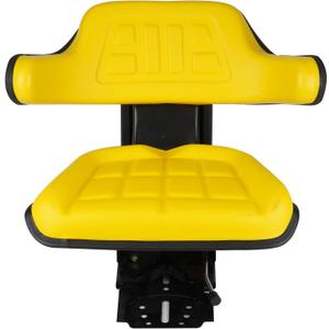 Yellow Universal Adjustable Tractor Suspension Seat Fits for John Deere 1020 1530 2020 2030 2040 5210 5300, fits for Ford & New Holland 3000 3010 3300 3400 3600 3610, Shock Absorption Alloy Steel+PVC