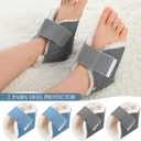 3 Pcs Heel Protector Boot Sheepskin Heel Protectors Soft Foot Cushions Pads with Securing Strap for Protect Feet Ankle Pressure Bed Sores(Gray, Blue)