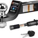 METOWARE Trailer Hitch Ball Mount with 2 in Ball, Fits 2 Inch Receiver, 6000lbs Capacity Ball Hitch, 2-Inch Drop, Hollow Shank with 5/8" Hitch Lock, Black