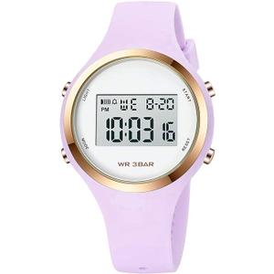 XCZAP Outdoor Sport Watches Alarm Clock 5Bar Waterproof LED Digital Watch (All Light Purple)