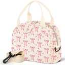 Lunch Box for Women,Lunch Bag Cute Corduroy Insulated Lunch Box With Shoulder Strap for Adult Womens for Work Picnic (pink bow heart)