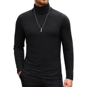 COOFANDY Men's Turtleneck Sweater Slim Fit Lightweight Basic Ribbed Sweaters (XL, 01-black)