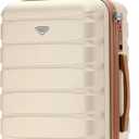 Suitcase 22x14x9 Carry On Hardside With Built In TSA Lock & USB Port Lightweight Luggage Silent Double Spinner Wheels Maximum Carry-On Bag Size For American & United Approved Airlines (Cream/Tan)