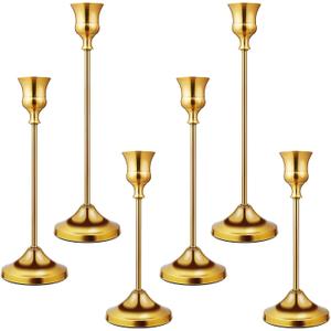 Candlestick Holders 12 PCS Metal Taper Candle Holders, KSWING Gold Candle Stick Holders Set, Perfect for Table Centerpiece Mantel Party Wedding Christmas Home Decor, Set of 12