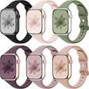 6 Pack Thin Slim Bands Compatible with Apple Watch 38mm 40mm 41mm 42mm Women Men, Replacement Soft Silicone Sport Strap for iWatch Series 11/10/9/8/7/6/5/4/3/2/1 Ultra SE
