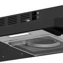 Stainless Steel Under Cabinet Range Hood, Slim Kitchen Vent Hood Ducted/Ductless Convertible with 2 Speed Exhaust Fan, 3-Layer Aluminum Filters,LED Lights (Black, 30)