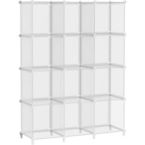 AWTATOS Cube Storage Organizer, Closet Organizers and Storage, 12 Cube Shelves Bookshelf, DIY Stackable Plastic Clothes Organizer Shelving for Bedroom, Home, Transparent Twill