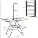 Bigzzia Clothes Drying Rack Foldable, 3-Level Large Laundry Drying Rack Collapsible, Stainless Steel Drying Rack Clothing for Indoor Outdoor, Easy to Fold, Drying Rails 68.9" H, Gray