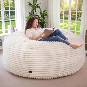 MAXYOYO Bean Bag Chair, Striped Bean Bag Sofa with Removable Cover