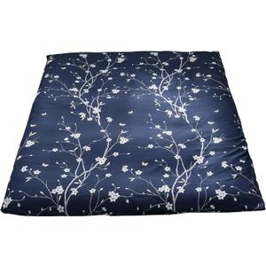 MAXYOYO Mattress Cover for Traditional Japanese Futon Mattress, Futon Floor Mats Cover with Zipper, Super Soft and Machine Washable, Navy Floral, Queen