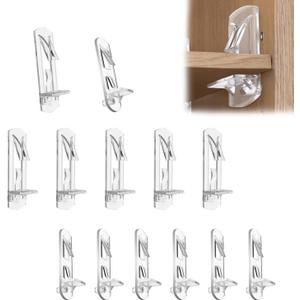 30pcs Plastic Locking Shelf Pins, Self Locking Shelf Support Pegs, Clear Self-Locking Shelf Support Pegs, Self-Locking Bracket Clips for Kitchen Cabinet Furniture Book Shelves
