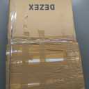 DEZEX 15.5 FT Telescoping Ladders Stainless Steel - One-Button Retraction Collapsible Extension Ladder for Home, RV, Loft, Lasts 375 LBS with 2 Triangle Stabilizers, Balance Bar and Wheels