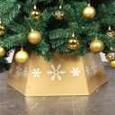 Blissun Metal Christmas Tree Ring with Printed Snowflake, Willow Tree Skirt Base Stand (Gold)