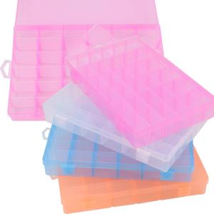 KINJOEK 8 PCS 36 Grids Bead Organizer Storage Containers with Adjustable Divider Small Tackle Box Clear Plastic Jewelry Earring Diamond Parts for Craft Art DIY Nail Sewing Thread Accessories (Colored)