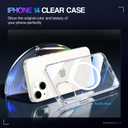 Maxdara for iPhone 14 Magnetic Case, [3 in 1] with Front Tempered Glass Screen Protector & Camera Lens Protector [Compatible with MagSafe] Slim Shockproof Cover for iPhone 14 (Magnetic Clear)