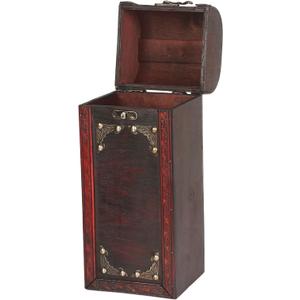 Wood Bottle Box,13.4 x 5.3 x 4.9in Vintage Wooden Box with Lid Decorative Bottle Storage Carrying Case for Desk Organizers